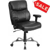 Flash Furniture GO-2031-LEA-GG Hercules Series Big & Tall Leather Task Chair with Height Adjustable Arms in Black