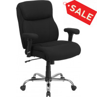 Flash Furniture GO-2031F-GG Hercules Series Big & Tall Fabric Task Chair with Height Adjustable Arms in Black