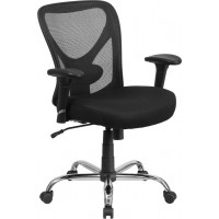 Flash Furniture GO-2032-GG Hercules Series Big & Tall Mesh Office Chair with Height Adjustable Back and Arms in Black