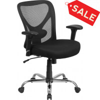Flash Furniture GO-2032-GG Hercules Series Big & Tall Mesh Office Chair with Height Adjustable Back and Arms in Black