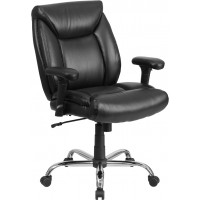 Flash Furniture GO-2073-LEA-GG Hercules Series Big & Tall Leather Task Chair with Height Adjustable Arms in Black