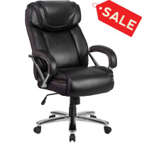 Flash Furniture GO-2092M-1-BK-GG Leather Office Chair in Black