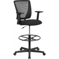 Flash Furniture GO-2100-A-GG Ergonomic Mid-Back Mesh Drafting Chair in Black
