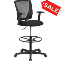 Flash Furniture GO-2100-A-GG Ergonomic Mid-Back Mesh Drafting Chair in Black