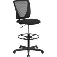 Flash Furniture GO-2100-GG Ergonomic Mid-Back Mesh Drafting Chair in Black