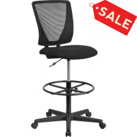Flash Furniture GO-2100-GG Ergonomic Mid-Back Mesh Drafting Chair in Black