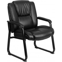 Flash Furniture GO-2138-GG Hercules Series Big & Tall Leather Executive Side Chair with Sled Base in Black