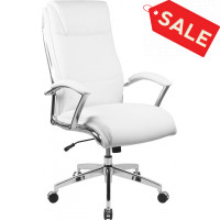 Flash Furniture GO-2192-WH-GG Leather Office Chair in White