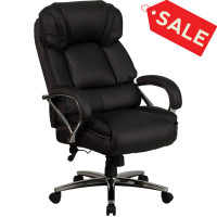 Flash Furniture GO-2222-GG Hercules Series Leather Swivel Office Chair with Padded Leather Chrome Arm in Black