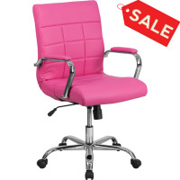 Flash Furniture GO-2240-PK-GG Mid-Back Vinyl Office Chair in Pink