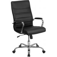 Flash Furniture GO-2286H-BK-GG High Back Leather Office Chair in Black