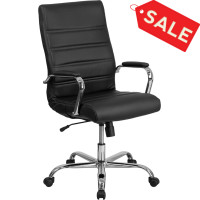 Flash Furniture GO-2286H-BK-GG High Back Leather Office Chair in Black