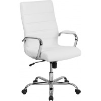 Flash Furniture GO-2286H-WH-GG High Back Leather Office Chair in White