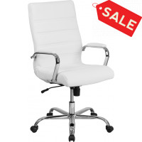 Flash Furniture GO-2286H-WH-GG High Back Leather Office Chair in White