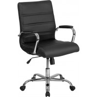 Flash Furniture GO-2286M-BK-GG Mid-Back Leather Office Chair in Black