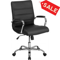 Flash Furniture GO-2286M-BK-GG Mid-Back Leather Office Chair in Black
