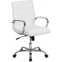 Flash Furniture GO-2286M-WH-GG Mid-Back Leather Office Chair in White