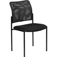 Flash Furniture GO-515-2-GG Black Mesh Comfortable Stackable Steel Side Chair