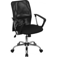Flash Furniture Mid-Back Black Mesh Computer Chair with Chrome Finished Base GO-6057-GG