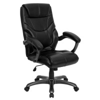 Flash Furniture High Back Black Leather Overstuffed Executive Office Chair GO-724H-BK-LEA-GG