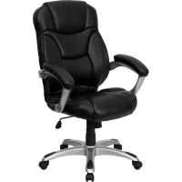 Flash Furniture High Back Black Leather Contemporary Office Chair GO-725-BK-LEA-GG