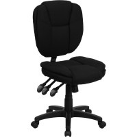 Flash Furniture Mid-Back Black Fabric Multi-Functional Ergonomic Task Chair GO-930F-BK-GG