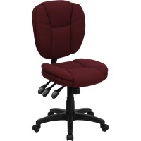 Flash Furniture Mid-Back Burgundy Fabric Multi-Functional Ergonomic Task Chair GO-930F-BY-GG