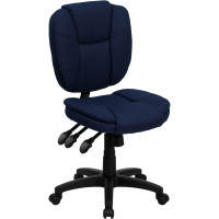 Flash Furniture Mid-Back Navy Blue Fabric Multi-Functional Ergonomic Task Chair GO-930F-NVY-GG