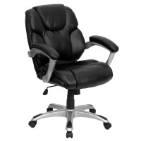 Flash Furniture Mid-Back Black Leather Office Task Chair GO-931H-MID-BK-GG