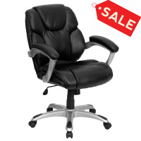 Flash Furniture Mid-Back Black Leather Office Task Chair GO-931H-MID-BK-GG
