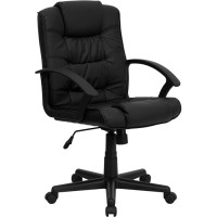 Flash Furniture Mid-Back Black Leather Office Chair GO-937M-BK-LEA-GG