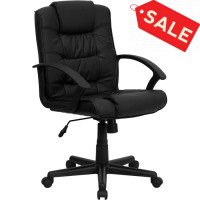 Flash Furniture Mid-Back Black Leather Office Chair GO-937M-BK-LEA-GG