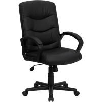 Flash Furniture Mid-Back Black Leather Office Chair GO-977-1-BK-LEA-GG