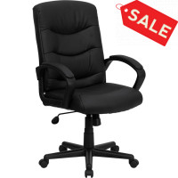 Flash Furniture Mid-Back Black Leather Office Chair GO-977-1-BK-LEA-GG