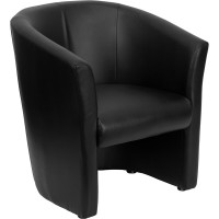 Flash Furniture Black Leather Barrel-Shaped Guest Chair GO-S-01-BK-QTR-GG