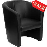 Flash Furniture Black Leather Barrel-Shaped Guest Chair GO-S-01-BK-QTR-GG