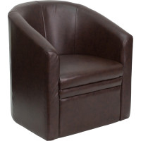 Flash Furniture Brown Leather Barrel-Shaped Guest Chair GO-S-03-BN-FULL-GG