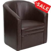 Flash Furniture Brown Leather Barrel-Shaped Guest Chair GO-S-03-BN-FULL-GG