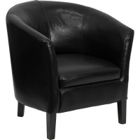 Flash Furniture Black Leather Barrel Shaped Guest Chair GO-S-11-BK-BARREL-GG