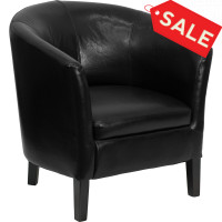Flash Furniture Black Leather Barrel Shaped Guest Chair GO-S-11-BK-BARREL-GG