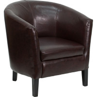 Flash Furniture Brown Leather Barrel Shaped Guest Chair GO-S-11-BN-BARREL-GG