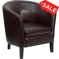 Flash Furniture Brown Leather Barrel Shaped Guest Chair GO-S-11-BN-BARREL-GG