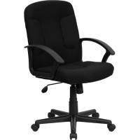 Flash Furniture Mid-Back Black Fabric Task and Computer Chair with Nylon Arms GO-ST-6-BK-GG