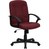 Flash Furniture Mid-Back Burgundy Fabric Task and Computer Chair with Nylon Arms GO-ST-6-BY-GG