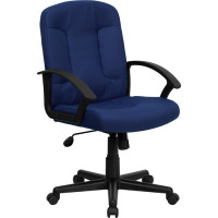 Flash Furniture Mid-Back Navy Fabric Task and Computer Chair with Nylon Arms GO-ST-6-NVY-GG