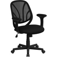 Flash Furniture Y-GO Chairandtrade Mid-Back Black Mesh Computer Task Chair with Arms GO-WY-05-A-GG