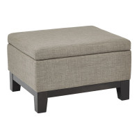 OSP Home Furnishings RGT824-M22 Regent Upholstered Storage Ottoman with Reversible Tray in in Milford Dolphin Fabric with Dark Expresso Legs