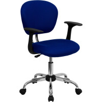 Flash Furniture Mid-Back Blue Task Chair with Arms and Chrome Base H-2376-F-BLUE-ARMS-GG