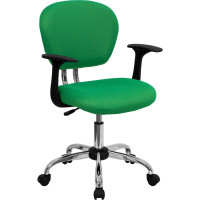 Flash Furniture Mid-Back Bright Green Task Chair with Arms and Chrome Base H-2376-F-BRGRN-ARMS-GG
