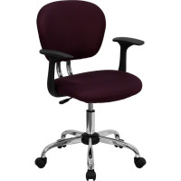 Flash Furniture Mid-Back Burgundy Task Chair with Arms and Chrome Base H-2376-F-BY-ARMS-GG